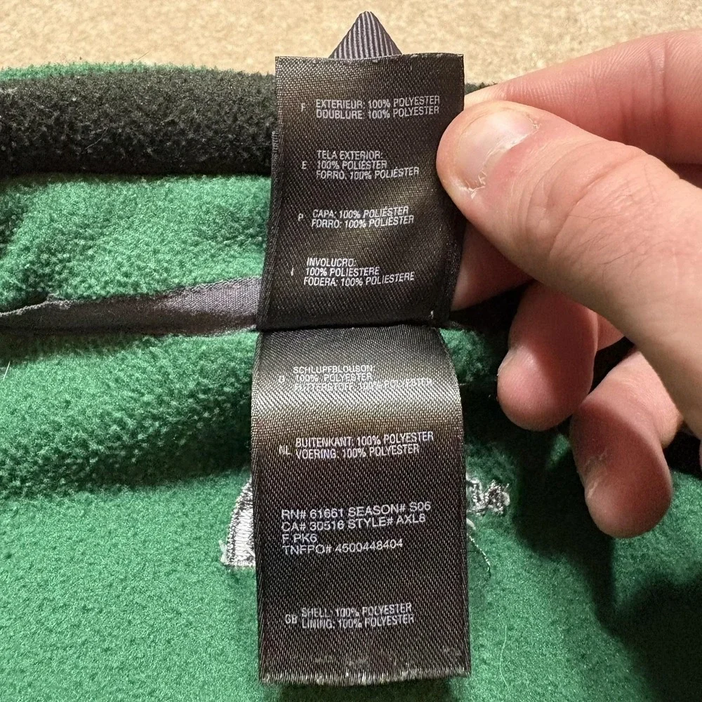 The North Face Jacket Boys XL Green‎ Black Fleece Full Zip Pockets Outdoor